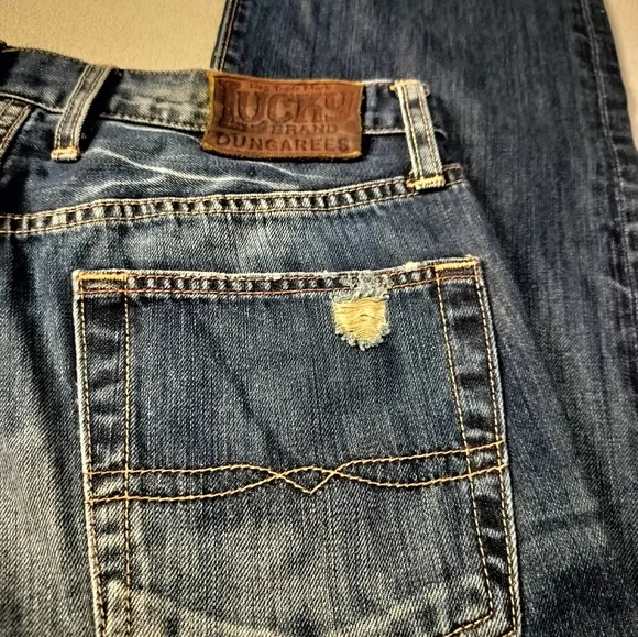 Lucky Brand Men's Vintage Straight R Distressed Blue Denim Jeans Sz 31/32 - Picture 12 of 16